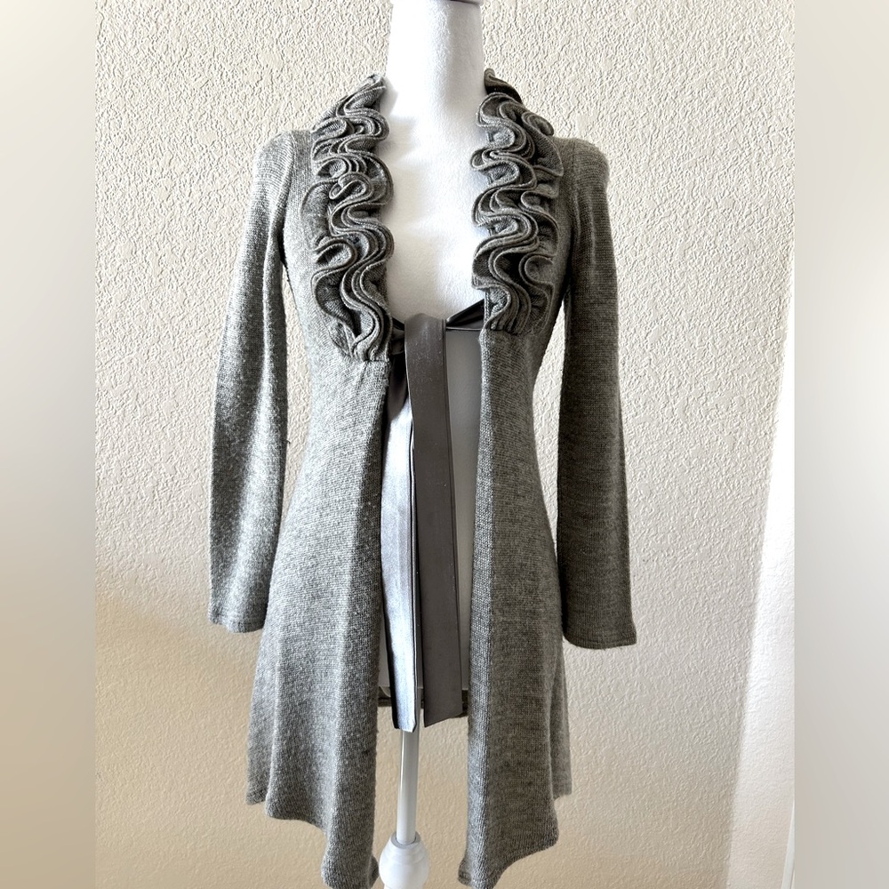 Italian Ruffle Sweater with Satin Ribbon Tie by Rinascimento